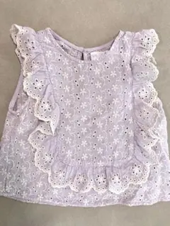 90-100センチ　ZARA 薄紫色 フリル刺繍トップス