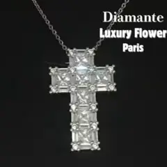 高級輝き シルバー ネックレス クリスタル クロス ペンダント ジュエリー 新品
