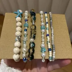 ビーズブレスレットセット 6本 少し細め