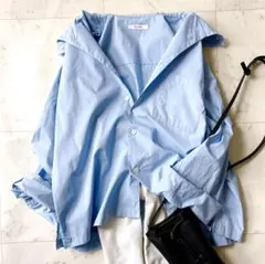 極美品 ジャーナルスタンダード 近年 2WAY スタンドロングカラーシャツ 水色