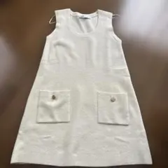 ZARA アイボリー ノースリーブワンピース M