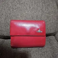 【中古】ヴィヴィアンウエストウッド 3つ折り財布 赤 がま口 レッド