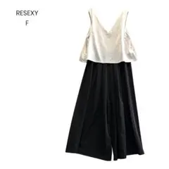 オールインワン ワイドパンツ Vネック ノースリーブ モード フレア 1089