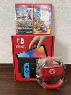【極美品】Nintendo Switch 有機EL&ソフト2本 ハンドル1個付