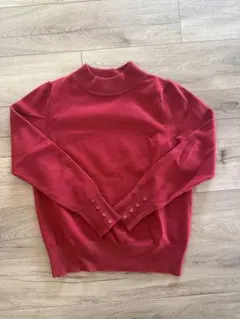 studio CLIP赤 タートルネック ニット