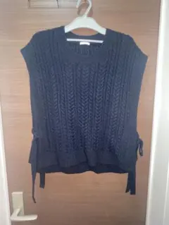 GU ダークネイビー ケーブルニットベスト XL