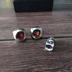 多色宝石風カフスとネクタイピンのセット