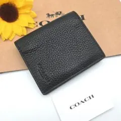 COACH 折り財布 新品 ブラック 新作 ミニ財布 お札入れ 小銭入れ