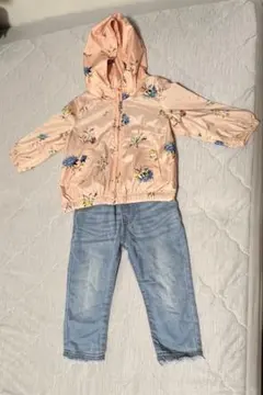 baby GAP 花柄フード付きジャケット & ズボン 90cm 2点セット