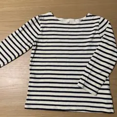 子供服長袖カットソー 白とネイビー ストライプ 110