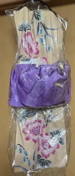 花柄浴衣・紫帯セット