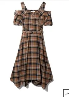 REDYAZEL チェックオフショルワンピース