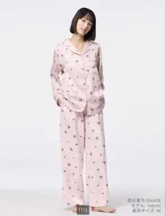 GU チェリー　長袖　サテンパジャマ　ルームウェア