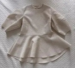 美品　UR'S ユアーズ　ふくれジャガードペプラムブラウス　M