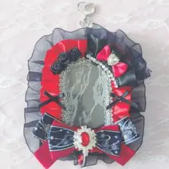 硬質カードケースデコ レースデコ トレカケースデコ 薔薇 レッド×ブラック