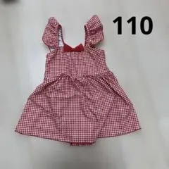 水着　赤　ギンガムチェック　110
