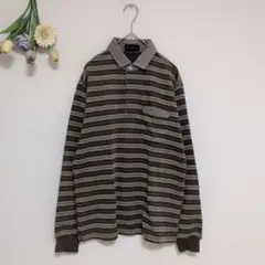 山本寛斎 【М】トップス ポロシャツ 刺繍ロゴ 胸ポケット ブルー 綿混　秋冬