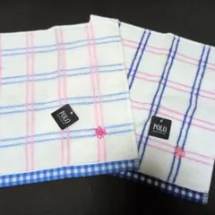 【POLO】 チェック柄 タオルハンカチ 2枚セット