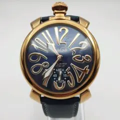 稼働品 ガガミラノ MILANO マヌアーレ48 青 ブルー 手巻き式 腕時計