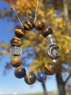 【パンダの工房】天然石パワーストーンゴールドタイガーアイデザインブレスレット