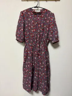 【古着】半袖ひざ丈レトロワンピース