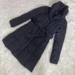美品　リフレクト　ダウンコート　黒　ボリューム襟　ベルト　ワールド　7 Sサイズのサムネイル