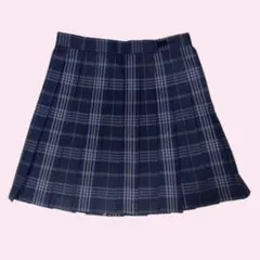 制服　スカート　紺色　チェック　グレー　ネクタイリボン　セット売り　jk