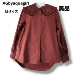 エージーバイアクアガール 刺繍ビッグカラー 2WAYブラウス ボルドー Mのサムネイル