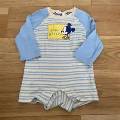 Disney BABY ミッキー ストライプロンパース 70