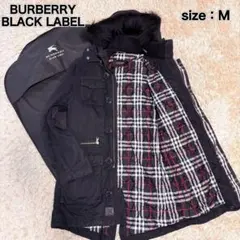 2way✨バーバリー モッズコート ロング ファー ノバチェック 中わた 黒 M