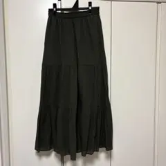オリーブグリーン ティアードロングスカート