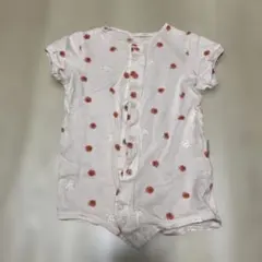 赤ちゃんの城 りんごとうさぎ柄ロンパース 80cm