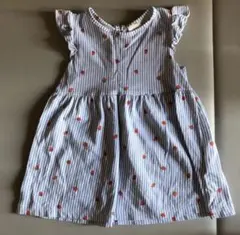 H&M ストライプ柄いちご刺繍ワンピース 6Mのサムネイル