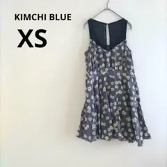 花柄ワンピース シアー 切り替え【XS】 ノースリーブ ブラック ミニ ガーリー