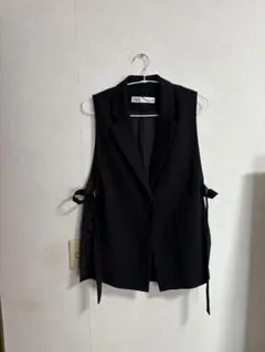 ZARA ノースリーブ テーラードベスト ブラック Sのサムネイル