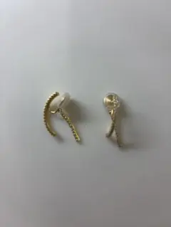 PONO ゴールド フープ型 イヤリング ストーン付き