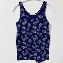 ローリーズファーム タンクトップ Uネック 花柄 M 紺紫青 重ね着のサムネイル