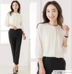 ELENA ボウタイ風 タックブラウス