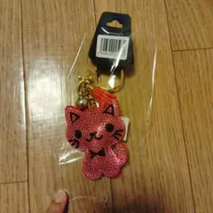 猫 ラインストーン キーホルダー★