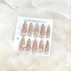 ネイルチップ 現品 ハンドメイド ワンホン ガーリー 韓国 ちゅるんネイル