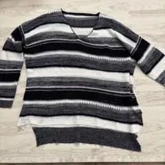 EGOIST ストライプ Vネック 長袖セーター