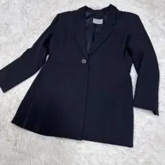 テーラードジャケット プリーツデザイン　ブラック　M