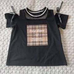キッズ　リボン付き黒Tシャツ 水着セット