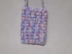 ハンドメイド/ポコポコ編みのスマホショルダーバッグ☆ミックス