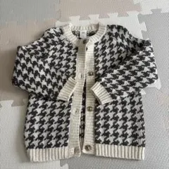 H&M 千鳥格子柄 ニットカーディガン 90-95cm