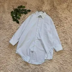 6267❃ネクストブルー❃ボタンダウンシャツ【L】ホワイトグレー/ストライプ