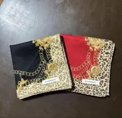新品！ジバンシーGivenchy 大判ハンカチ58㎝　黒　赤2枚セット