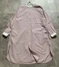 ジムフレックス シャツワンピース バンドカラー ピンクストライプ 12　M