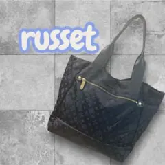 russet ラシット ナイロン トートバッグ 総柄 ブラック