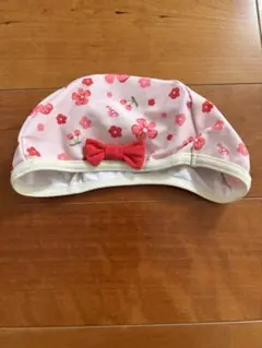 ピンク 花柄 水泳帽 リボン付き　110cm目安